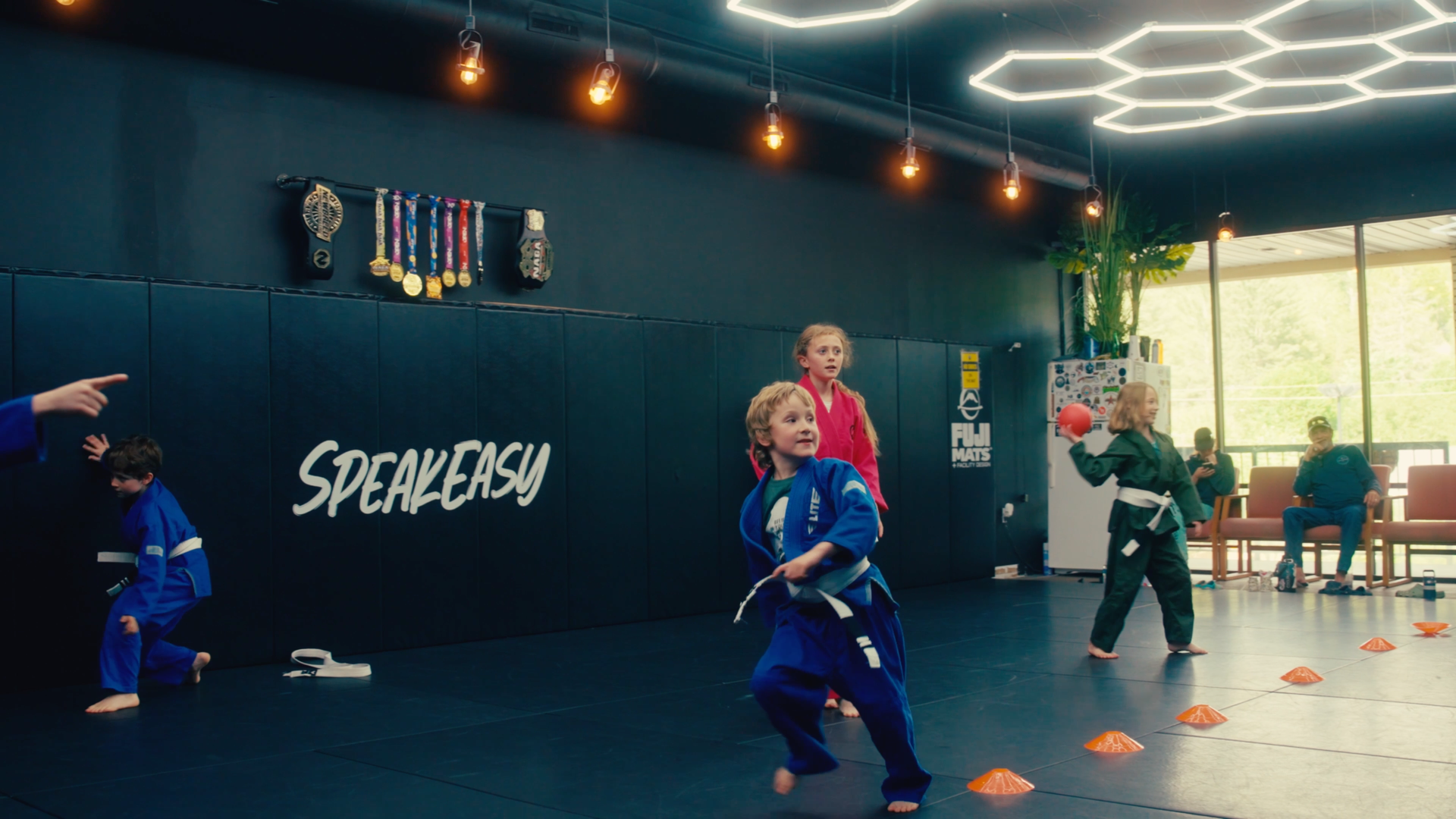 kids playing games at Speak Easy Jiu Jitsu
