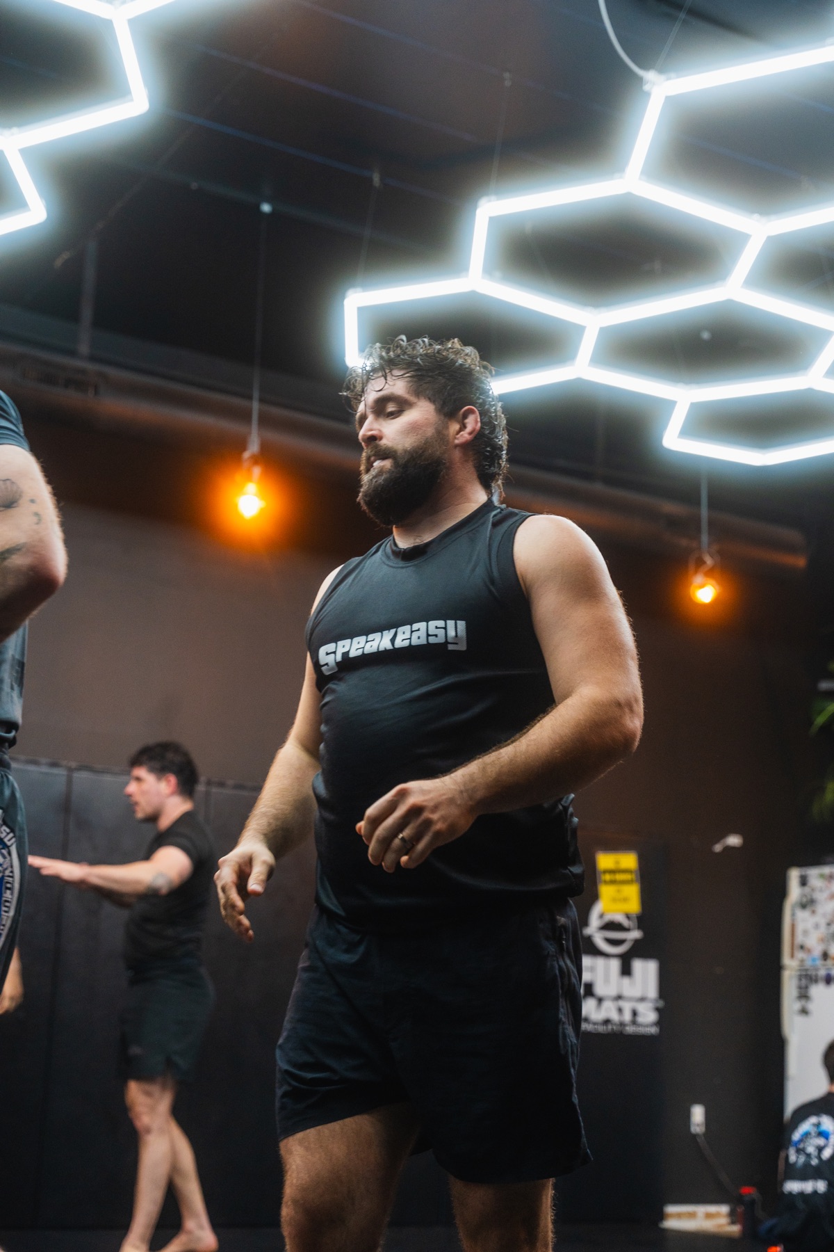 Athlete between rounds at Speak Easy